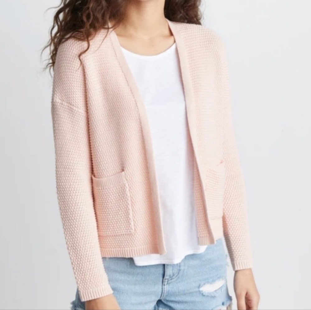 Marine Layer-Pink Birdeye Open Front Cardigan-Size XS
